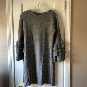 Ruffle sleeve sweater dress